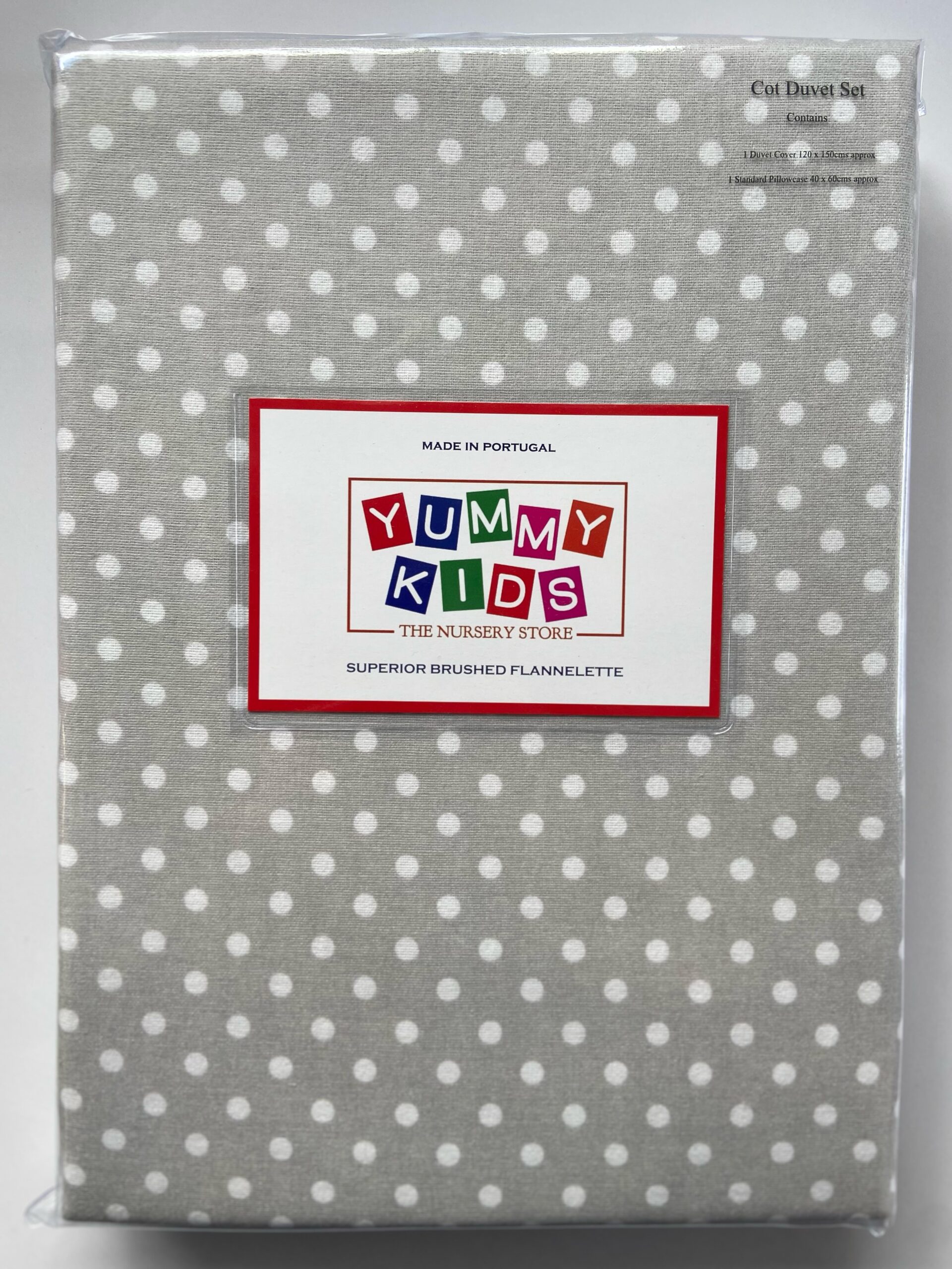 Yummy Kids Cot Bed Duvet Set - Spots Grey