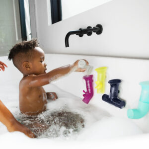 Boon Bath - Pipes Building Bath Toy (5Pc) Navy/Coral
