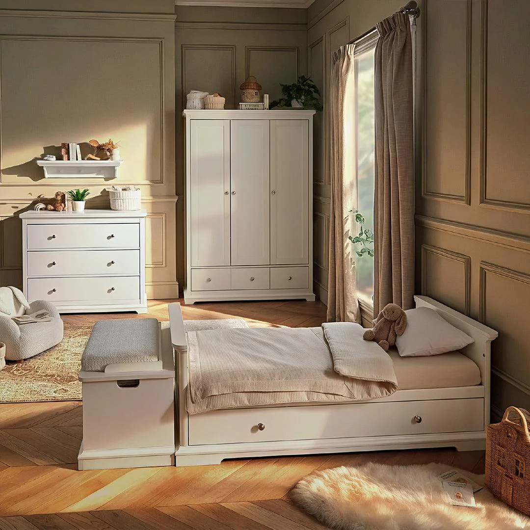 CuddleCo Beaumont 2pc Set - Low Cot Bed - White - Image 4