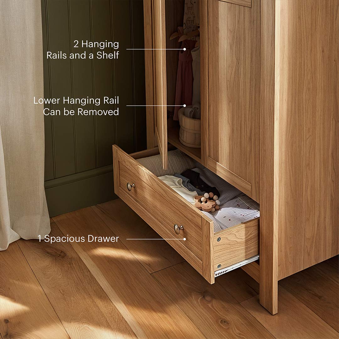CuddleCo Burford Wardrobe - Oak - Image 4
